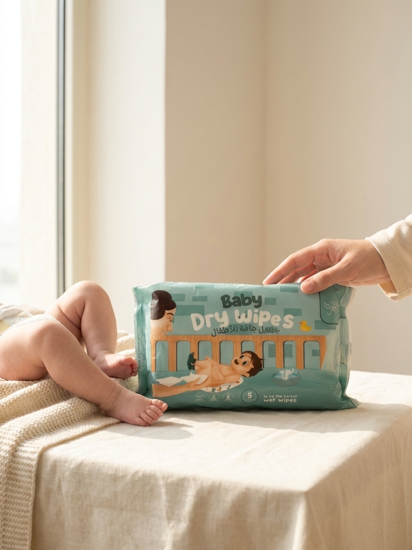 عبوة Angels Dry Wipes — مناديل قطن طبيعي للأطفال